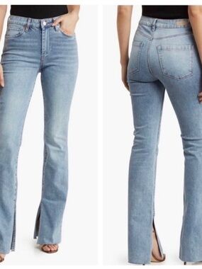 Blank NYC Light Blue High-Rise Split-Hem Flare Jeans